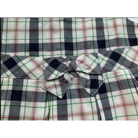 Gymboree flannel pleated layering tank top shirt navy red green pink plaid 5 - Picture 3 of 4